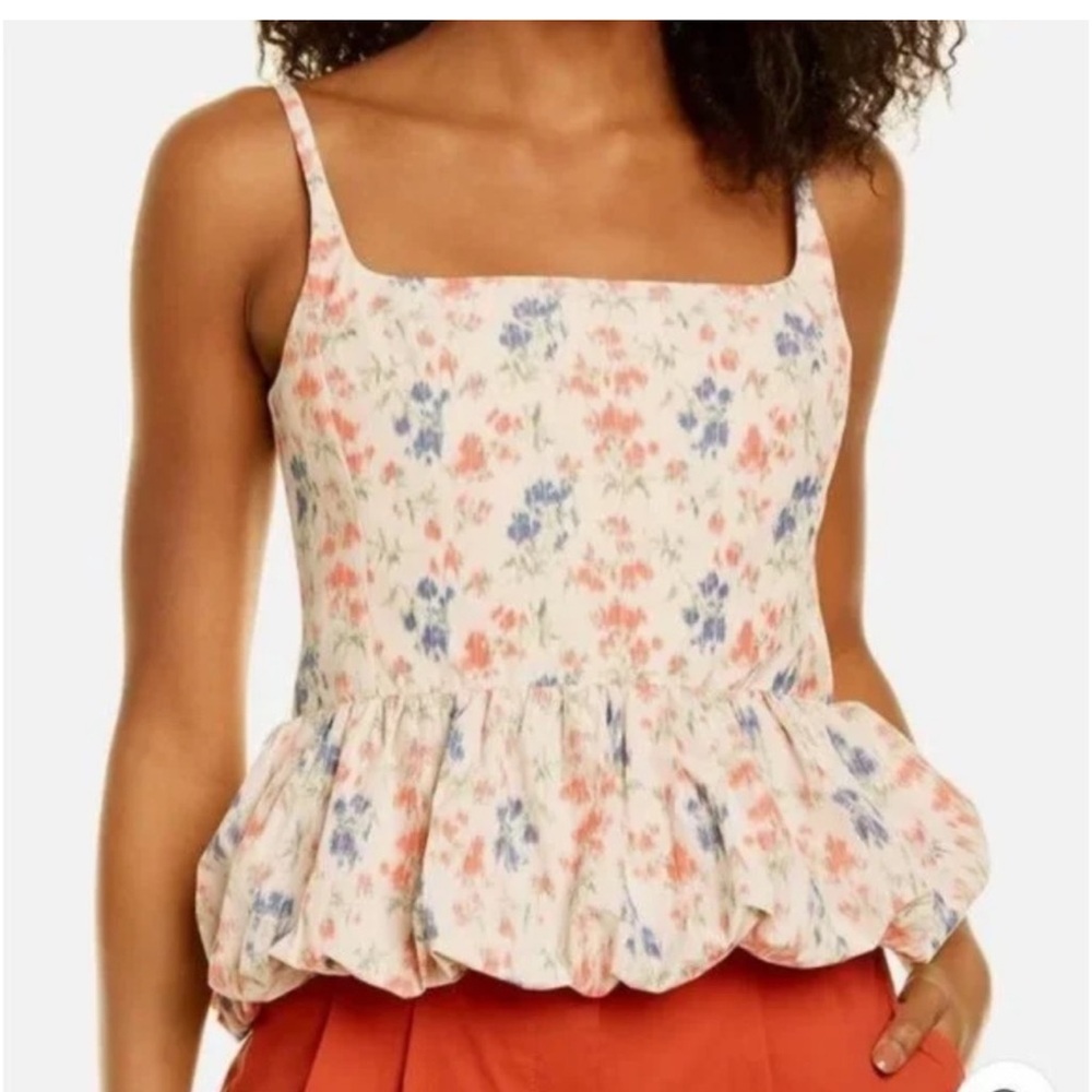 Rebecca Taylor Emma Floral Peplum Tank Size 2